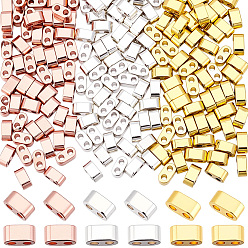 (52) Непрозрачная лаванда 270шт 3 цвета гальванизированные синтетические немагнитные гематитовые бусины, класс АА, 2-луночное, прямоугольные, долговечный, разноцветные, 4.5x2x2.5 мм, отверстие : 1 мм, 90 шт / цвет