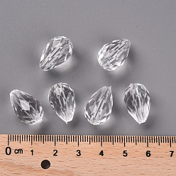 Clear Transparent Acrylic Beads, Teardrop Faceted, Clear, 17x11mm, Hole: 2mm, about 450pcs/500g