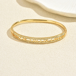 Number Brass Micro Pave Clear Cubic Zirconia Hinged Cuff Bangles for Women, Golden, Number, Inner Diameter: 1.97 inch(5cm)