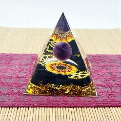Medium Orchid Resin Orgone Pyramid, for Stress Reduce Healing Meditation Attract Wealth Lucky Room Decor, Medium Orchid, 60x60x60mm