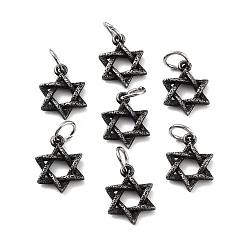 Star of David 316 хирургические подвески из нержавеющей стали, с целью перехода в кольце, античное серебро, звезда Давида, 17x12x2.8 мм, отверстие : 5.3 мм