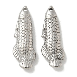 Нержавеющая Сталь Цвет Антикоррозийные 304 подвески из нержавеющей стали, очарование рыбы, цвет нержавеющей стали, 28x9.5x4.5 мм, отверстие : 1.2 мм