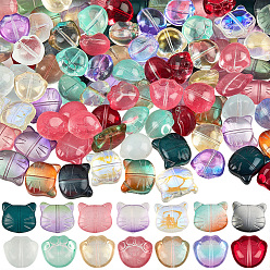 (52) Непрозрачная лаванда 140шт 10 стиль стеклянные бусины, для изготовления ювелирных изделий, отпечаток кошачьей лапы, разноцветные, 11~12.5x12~14x6.5~8.5 мм, отверстие : 1~1.2 мм, 10 шт / цвет