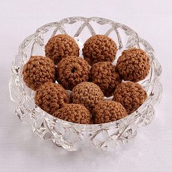 Седло Коричневый Шерстяные макраме ручной работы деревянные шарики с помпонами, для детских прорезывателей, ювелирные бусины, сделай сам, ожерелье, браслет, седло коричневый, 16 мм