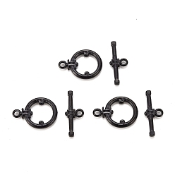Electrophoresis Black 304 Stainless Steel Toggle Clasps, Ring, Ion Plating(IP), Electrophoresis Black, Ring: 20x15x2.5mm, Hole: 1.8mm, Bar: 22x8.5x2.2mm