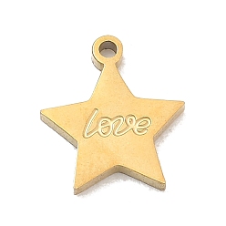 Golden 304 Stainless Steel Charms, Star with Word Love Charms, Golden, 11x10x1.5mm, Hole: 1mm