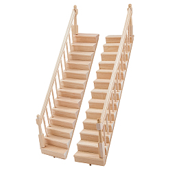 Желтая Старая Ткань  2 шт. 2 стили деревянная лестница миниатюрные украшения, для садовых кукольных домиков, прямоугольные, старое кружево, 375x68x62 мм, 1 шт / стиль