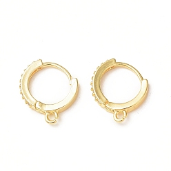 Золотой Латунные серьги-кольца из прозрачного кубического циркония, круглые, с горизонтальными петлями, без кадмия и без свинца, золотые, 17x14x2.5 мм, отверстие : 1.2 мм, штифты : 0.9 мм