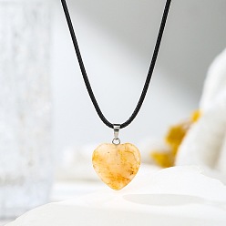 Жадеит Кулон в форме сердца из натурального нефрита на черном шнурке., украшения с целебными кристаллами для мужчин и женщин, платина, 17.32 дюйм (44 см)