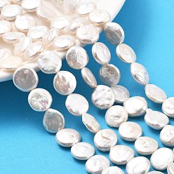 (404) Непрозрачное AB Кислое яблоко Натуральный жемчуг в стиле барокко кеши, культивированный пресноводный жемчуг, плоско-круглые, класс 5а++, цветочный белый, 11~13x4~7.5 мм, отверстие : 0.6 мм, около 34 шт / нитка, 15.16''~15.55'' (38.5~39.5 см)