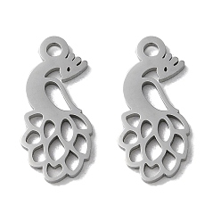 Нержавеющая Сталь Цвет Не тускнеющие 304 подвески из нержавеющей стали, лазерная резка, прелести павлина, цвет нержавеющей стали, 16.5x7.5x1 мм, отверстие : 1.6 мм