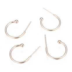 Розовое Золото 304 нержавеющей стали серьги крюков, розовое золото , 17x22x1.5 мм, штифты : 1 мм