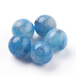 Озёрно--синий Бисера треск акриловые, имитация нефрита, круглые, Плут синий, 9~9.5 мм, Отверстие : 2 мм , около 950 шт / 500 г