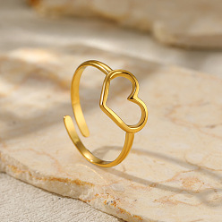 Золотой Сердце 201 манжеты из нержавеющей стали для женщин, золотые, внутренний диаметр: 18 мм