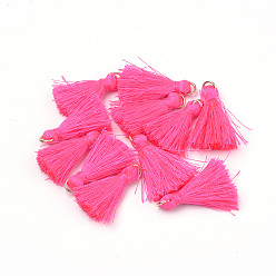 Темно-Розовый Украшения полиэстер кисточкой, С несварными железными прыжковыми кольцами, золотые, темно-розовыми, 26 мм, отверстие : 4 мм