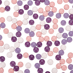 (52) Непрозрачная лаванда Кабошоны из стекла, мозаичные плитки, для украшения дома или поделок, плоско-круглые, разноцветные, 11.5~12.5x6.5 мм, 280 г, Около 182 шт / коробка