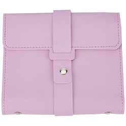 Фиолетовый 1шт. прямоугольные рулоны для сережек из искусственной кожи., с 1шт. подарочными мешочками из органзы, фиолетовые, рулон ювелирных изделий: 14.5x16.3x1.5см