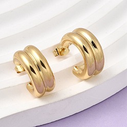 Золотой Двухслойные серьги-гвоздики в форме буквы С из нержавеющей стали, с 201 штифтов из нержавеющей стали, вакуумное покрытие pvd, золотые, 304 мм