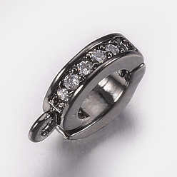 Черный Цвет Металла Латунный микропаве из циркония, подвеска навесная навесная, с петлей, металлический черный , 9x8x2 мм, отверстие : 1 мм