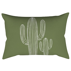 Cactus Fundas de almohada de poliéster abstractas de geometría de estilo nórdico serie verde, fundas de colchón, para sofá cama, Rectángulo, cactus, 300x500 mm