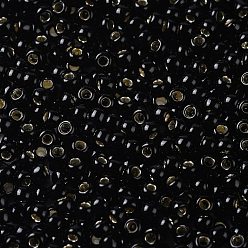 (2210) Silver Lined Jet Black Opaque TOHO Round Seed Beads, Japanese Seed Beads, (2210) Silver Lined Jet Black Opaque, 11/0, 2.2mm, Hole: 0.8mm, about 1110pcs/bottle, 10g/bottle