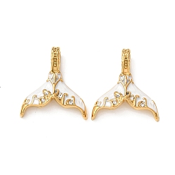 Белый 304 нержавеющей стальной эмали подвески, прелести рыбий хвост, ионное покрытие (ip), реальный 18 k позолоченный, белые, 30.5x27x7 мм, отверстие : 6x3 мм
