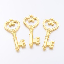 Золотой Сплавочные подвески тибетского стиля, без кадмия и без свинца, золотые, каркасный ключ 46.5x18x4 мм, отверстие : 3 мм