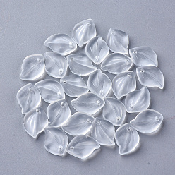 Белый Дым Окрашенного распылением стеклянные подвески, матовые, лист, серый, 16x11.5x3.5 мм, отверстие : 1.5 мм