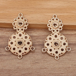 Light Gold Сплав люстра настройки компонента ссылка горный хрусталь, цветок, золотой свет, пригодный для стразов 4 мм, 40x25 мм