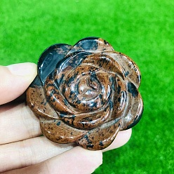 Красный Обсидиан Резные фигурки роз из натурального красного дерева и обсидиана, для украшения рабочего стола домашнего офиса, 50~60 мм