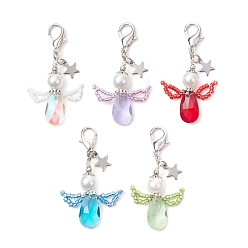 (52) Непрозрачная лаванда Ангел стеклянный кулон украшение, Застежки-когти из сплава омара, подвески для украшений сумок, разноцветные, 50~50.5 мм