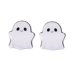 Ghost Кулоны из эпоксидной смолы на Хэллоуин, с золотой фольгой и блестками, призрачное очарование, 29.5x24.5x2.5~3 мм, отверстие : 1.2 мм