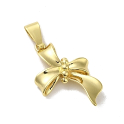 Real 18K Gold Plated Rack Plating Brass Pendants, Long-Lasting Plated, Lead Free & Cadmium Free, Bowknot, Real 18K Gold Plated, 33x20.5x3mm, Hole: 8x3.5mm