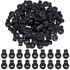 Schwarz Kunststoff-Spannschnurverschluss-Stopper-Zylinder, 1-Loch, Schwarz, 26.5x17.5x7 mm, 80 Stück / Karton