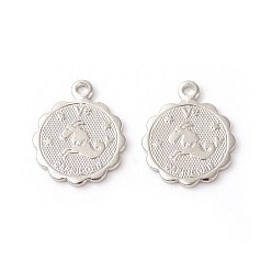 Козерог Латунь прелести, стойки покрытие, плоские круглые с двенадцати созвездий, Козерог, 14x11.5x1 мм, отверстие : 1.2 мм