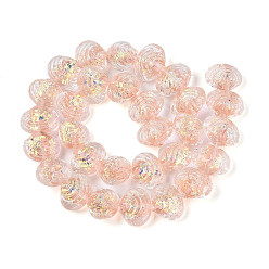 Темный Лосось Нити из фольги в технике лэмпворк, формы раковины, темный лосось, 12.5~14x16~17x10~11 мм, отверстие : 1.2~1.4 мм, около 29~30 шт / нитка, 14.37~15.55'' (36.5~39.5 см)