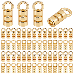 Real 18K Gold Plated 100Pcs Brass Cord Ends, Real 18K Gold Plated, 7.2x2.5mm