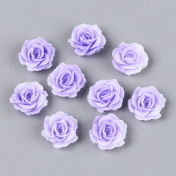 Средний Синий Шифер Непрозрачная смола декодирует кабошоны, цветок, средний грифельно-синий, 9~10x4~5 мм