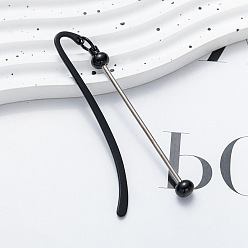 Черный Сплав закладки, закладка с железным крючком и бусинами, чёрные, 86 мм