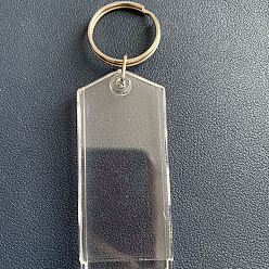 Rectangle Прозрачная фоторамка, пустые акриловые брелки, с раздельными брелоками, прямоугольные, 7.5x3.2 см