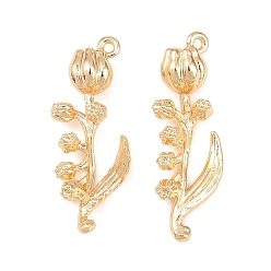 August Poppy Латунные подвески, , золотые, Августовский мак, 24.5x8x5 мм, отверстие : 1 мм