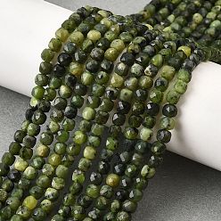 Другие Нефриты Бусы из натурального канадского нефрита, граненые, класс А, кубические, 4x4x4 мм, отверстие : 0.6 мм, около 93 шт / нитка, 15.16'' (38.5 см)