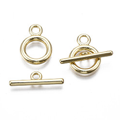 Настоящее золото 18K Застежка тоггл из сплава, без кадмия, без никеля и без свинца, кольцо, реальный 18 k позолоченный, бар: 22.5x6.5x2 mm, отверстие : 2 мм, ring: 19x14x2.5, отверстие : 3 мм