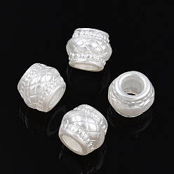 Белый Искусственный жемчуг пластиковые бусины, рондель, белые, 9.5~10 мм, отверстие : 4.9 мм