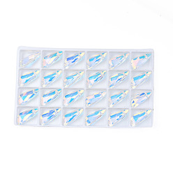 Прозрачный АВ Заостренные стеклянные подвески со стразами, граненые, слеза, ясно AB, 130x78x24 мм