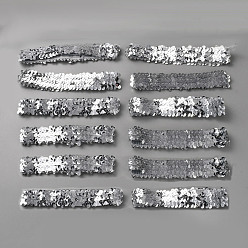 Silver 12Pcs Stretch Sparkling Headband, Elastic PVC Sequin Athletic Headband, Hair Accessories for Girls, Silver, 165~175x27~32x6~7mm