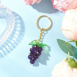 Аметист Аметистовые брелки, с фурнитурой из сплава брелок кольца, винограды, золотые, 89 мм