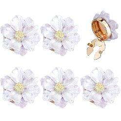 Violet 6Pcs Alloy Cufflinks, Flower, Light Gold, Violet, 24.5~25x13mm, Hole: 10.5x6mm
