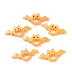 Orange Halloween Opaque Resin Cabochons, Bat, Orange, 17.5x37x5mm