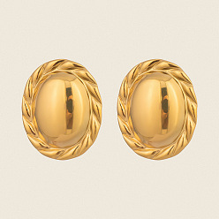 Настоящее золото 18K 304 овальные серьги-гвоздики из нержавеющей стали, реальный 18 k позолоченный, 27x22 мм